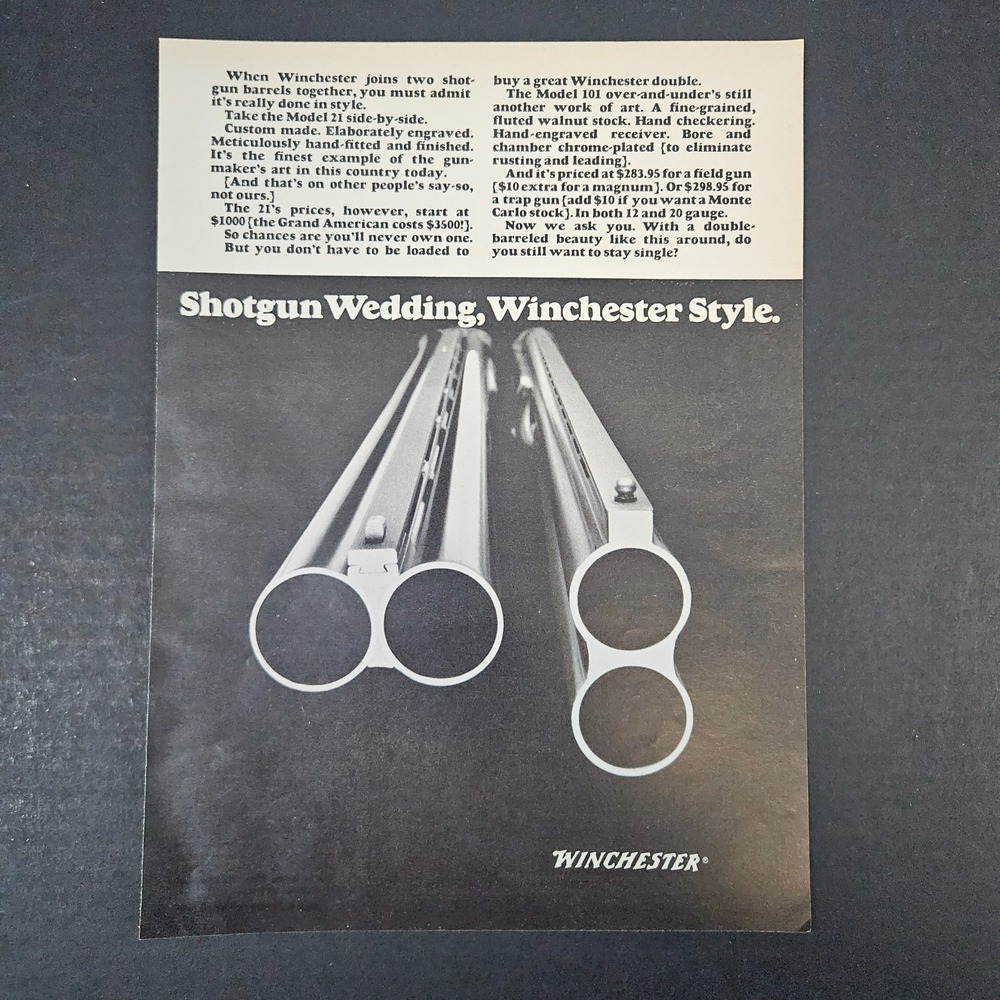 1966 Winchester Shotgun Wedding Double‎ Barrel Vintage Print Ad Model 21 & 101